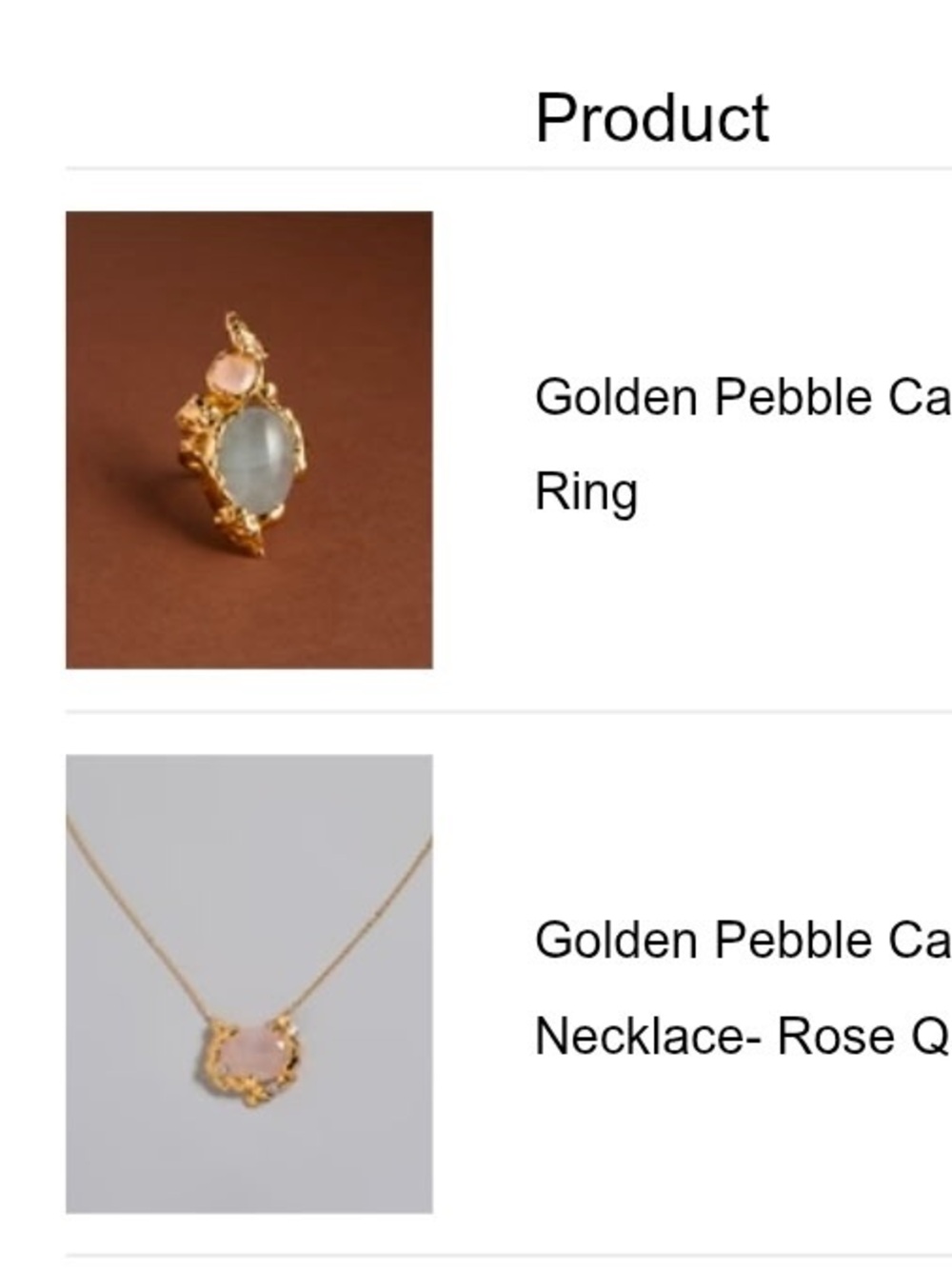 Alexis Bittar Golden Pebble Nugget Ring and Pendant Necklace